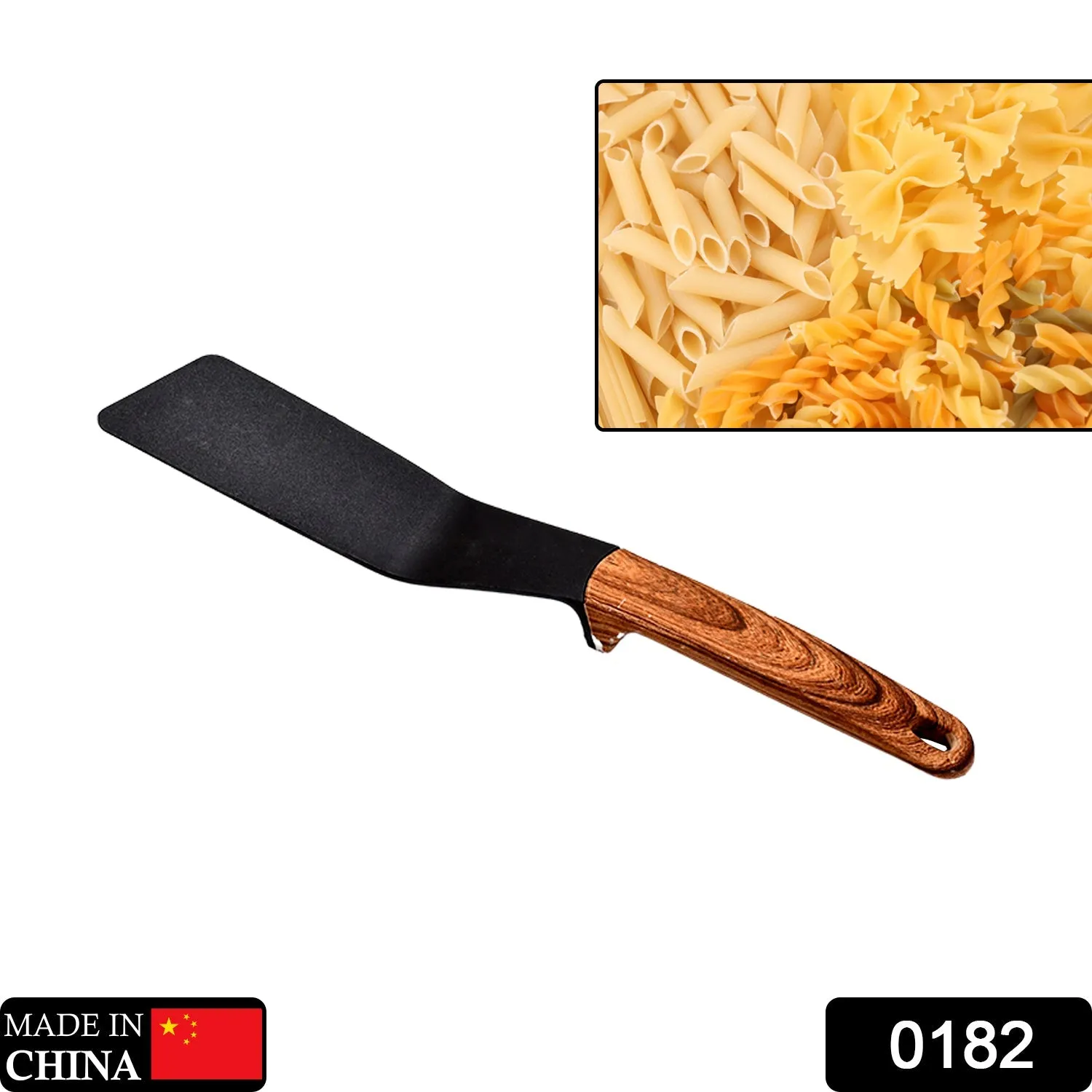 0182 tylish Kitchen Tool, Flexible Non Stick Heat Resistant Nylon Spatula, Wooden Handle Cooking Curved Turner for Salada, Fish, Eggs, Panakes