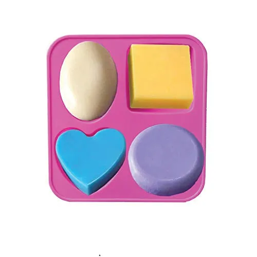 0773 Silicone Circle, Square, Oval and Heart Shape Soap And Mini Cake Making Mould