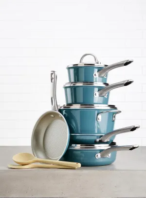 12pc Ayesha Curry Cookware Set - NonStick Blue