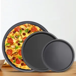 3pcs Non-Stick Carbon Steel Pizza Pan Oven Baking Trays Mold