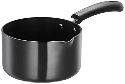 Amazon Brand - Solimo Hard Anodized Saucepan with Bakelite Handle - 1.5 litres (28cm, 3mm thickness), Aluminium, Black