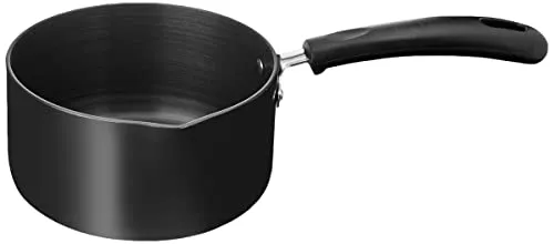 Amazon Brand - Solimo Hard Anodized Saucepan with Bakelite Handle - 1.5 litres (28cm, 3mm thickness), Aluminium, Black