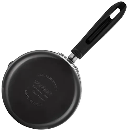 Amazon Brand - Solimo Hard Anodized Saucepan with Bakelite Handle - 1.5 litres (28cm, 3mm thickness), Aluminium, Black