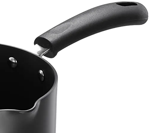 Amazon Brand - Solimo Hard Anodized Saucepan with Bakelite Handle - 1.5 litres (28cm, 3mm thickness), Aluminium, Black