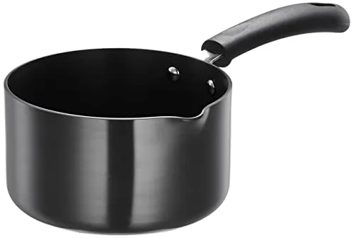 Amazon Brand - Solimo Hard Anodized Saucepan with Bakelite Handle - 1.5 litres (28cm, 3mm thickness), Aluminium, Black