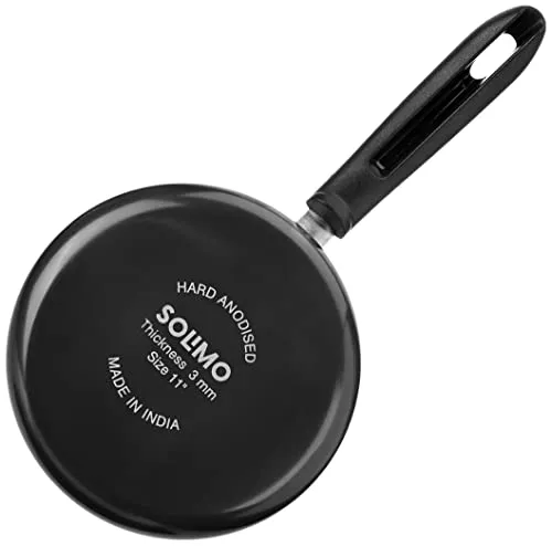 Amazon Brand - Solimo Hard Anodized Saucepan with Bakelite Handle - 1.5 litres (28cm, 3mm thickness), Aluminium, Black