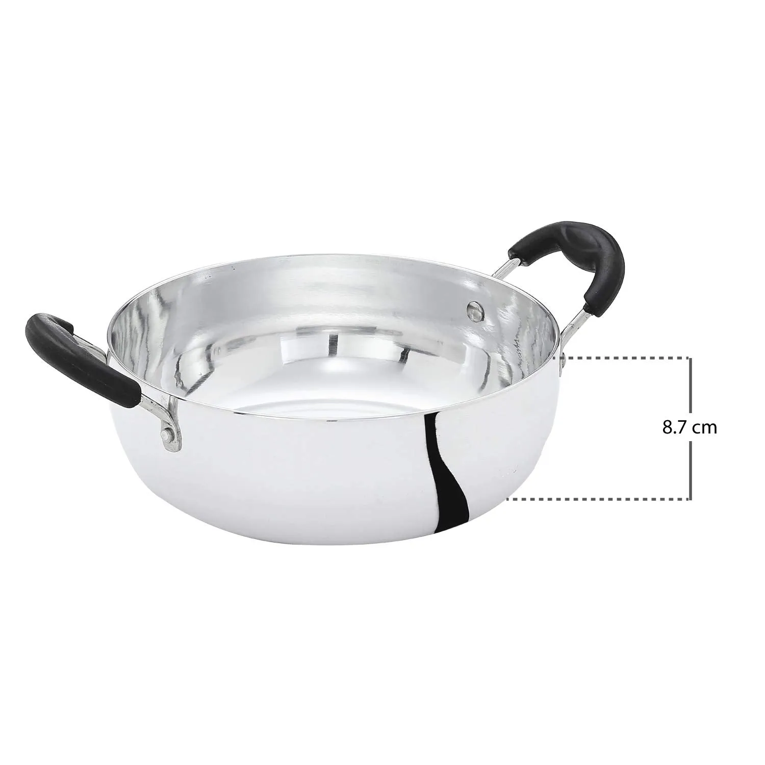 Amazon Brand - Solimo - WHITE ALUMINIUM KADAI (22 CM, INDUCTION AND GAS COMPATIBLE)