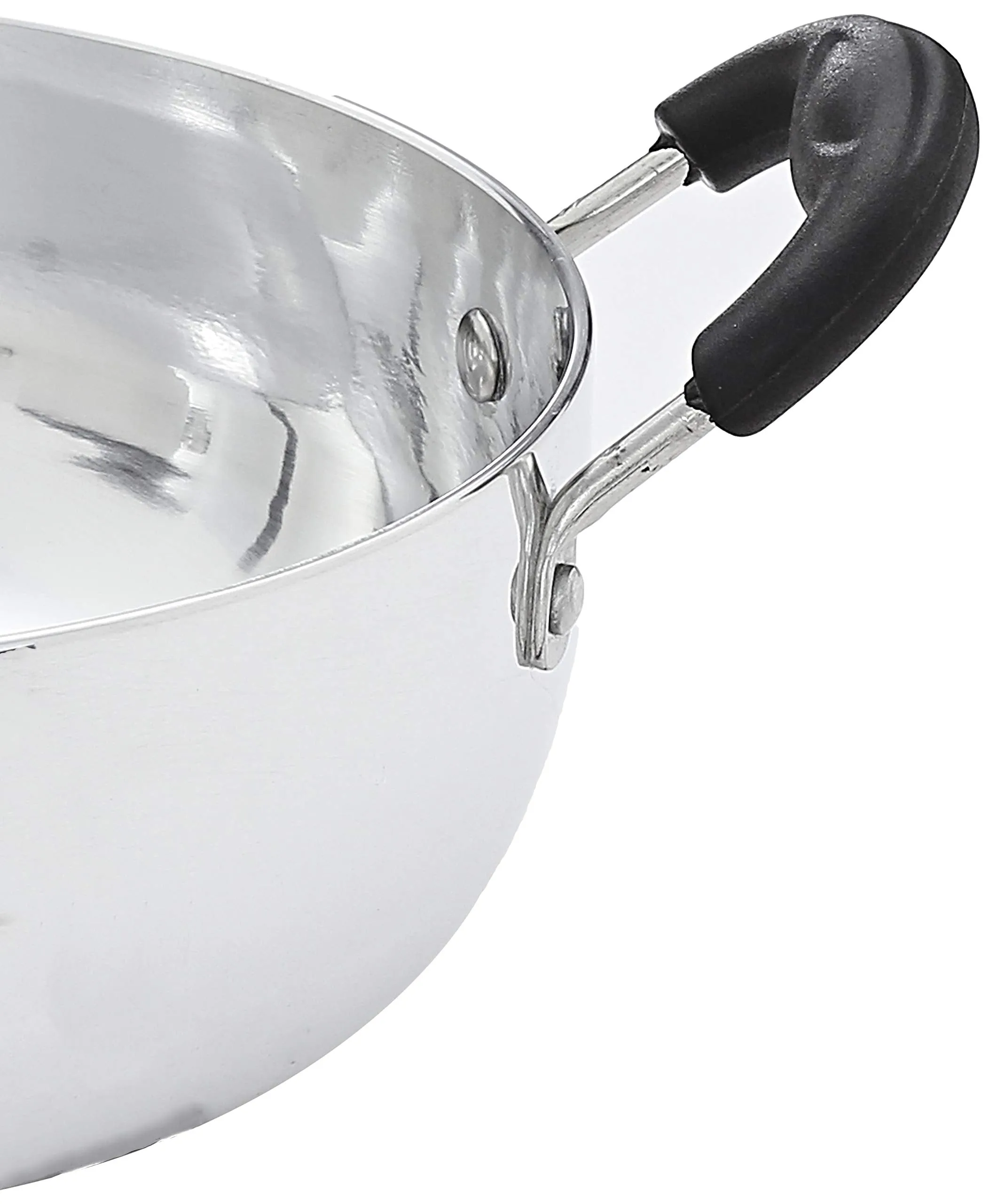 Amazon Brand - Solimo - WHITE ALUMINIUM KADAI (22 CM, INDUCTION AND GAS COMPATIBLE)