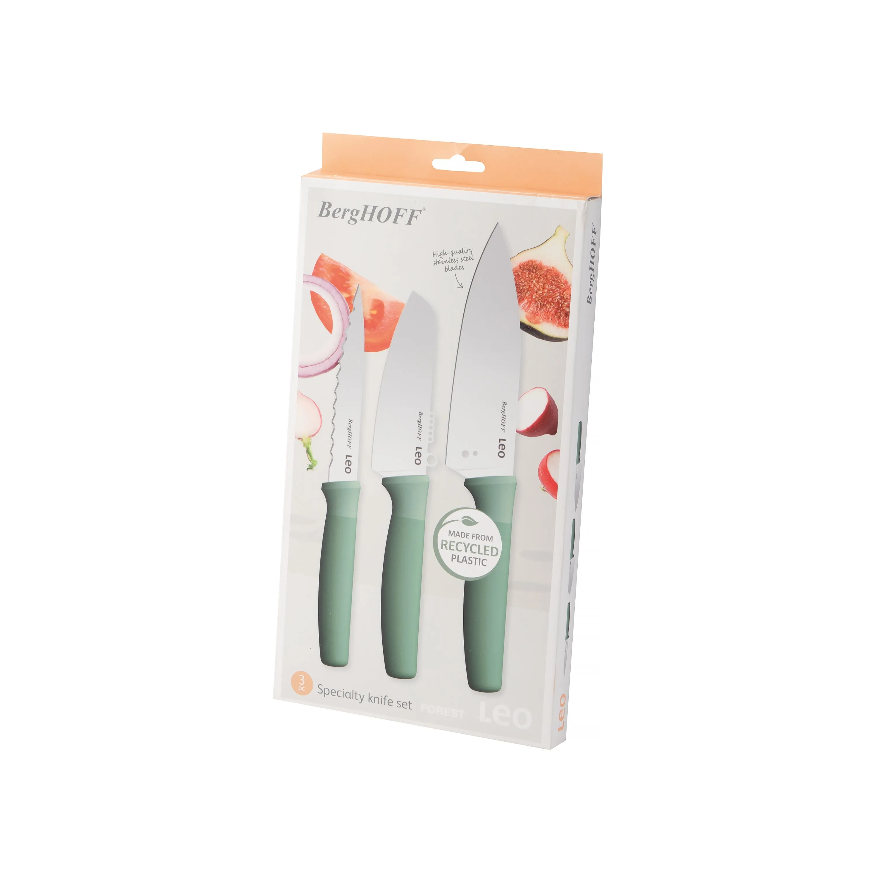 BergHOFF Leo Forest Stainless Steel 3Pc Specialty Knife Set, Recycled Material