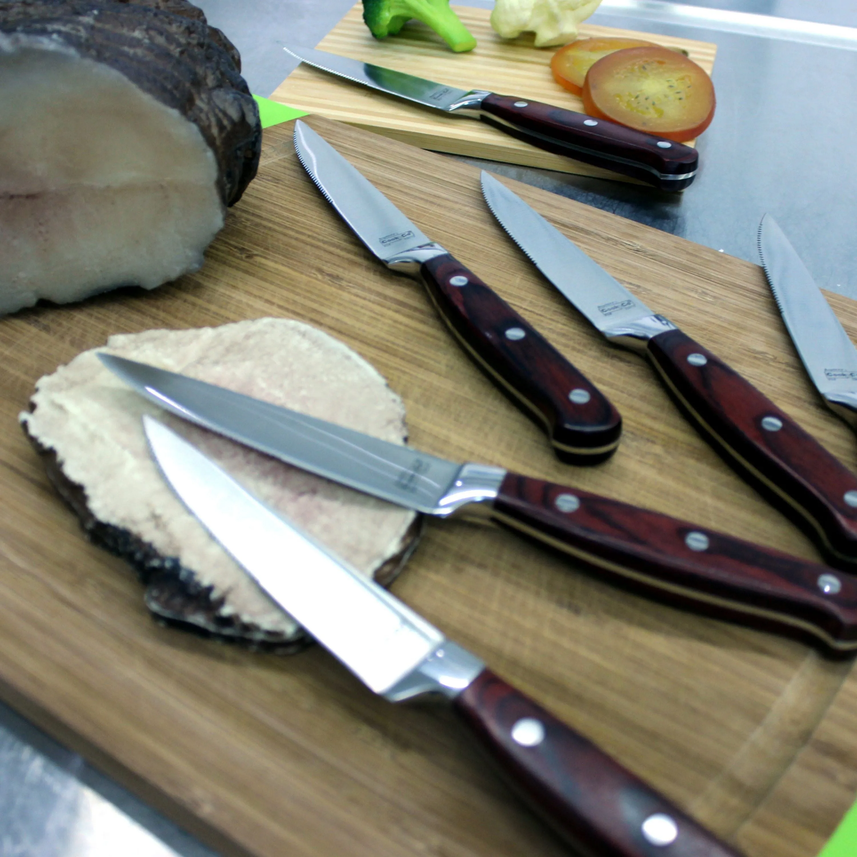 BergHOFF Pakka Wood 7pc Stainless Steel Steak & Carving Knife Set