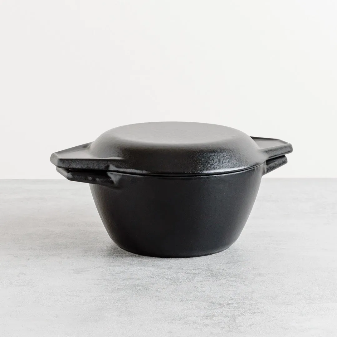 Black Round Cast Iron Enamel Casserole Dish With Lid