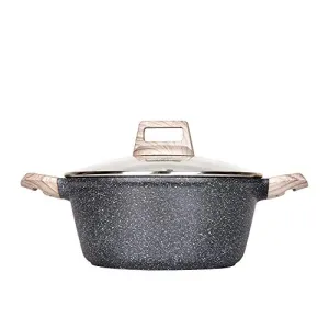 CAROTE Essential Woody - Nonstick Coating Granite Casserole Saucepot with Lid (28 cm)