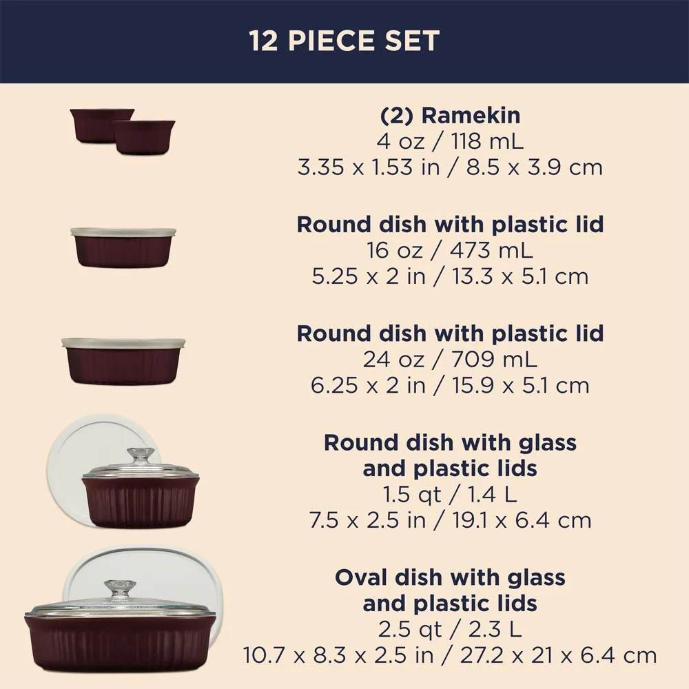 Corningware French Colours 12 Piece Bakeware Set