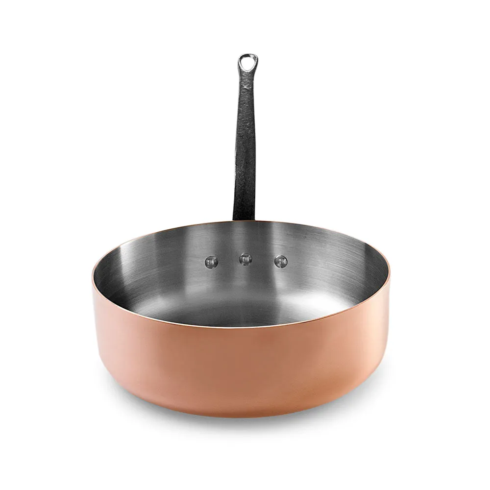 De Buyer Copper Saute Pan with Cast Iron Handle