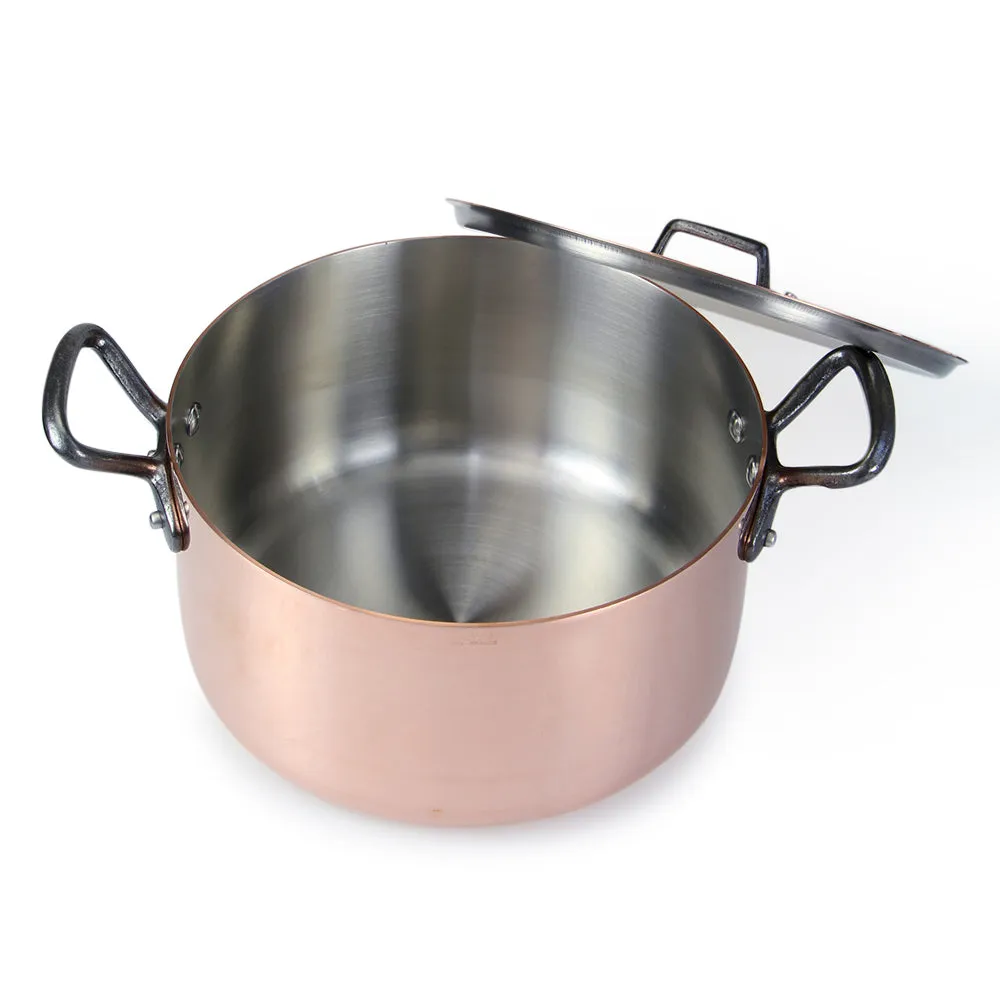 De Buyer Copper Stewpan With Cast Iron Handles & Lid