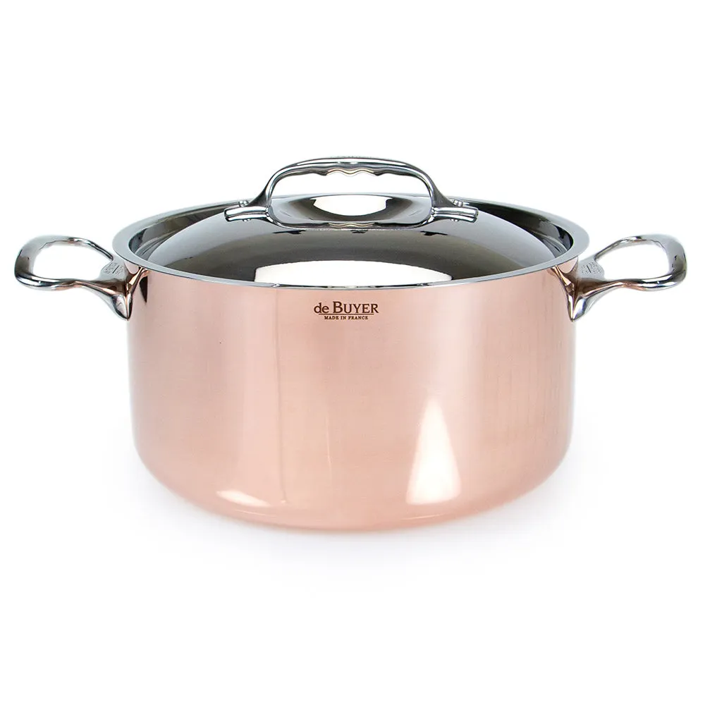 De Buyer Inocuivre Stew Pan with Stainless Steel Handles and Lid 24cm