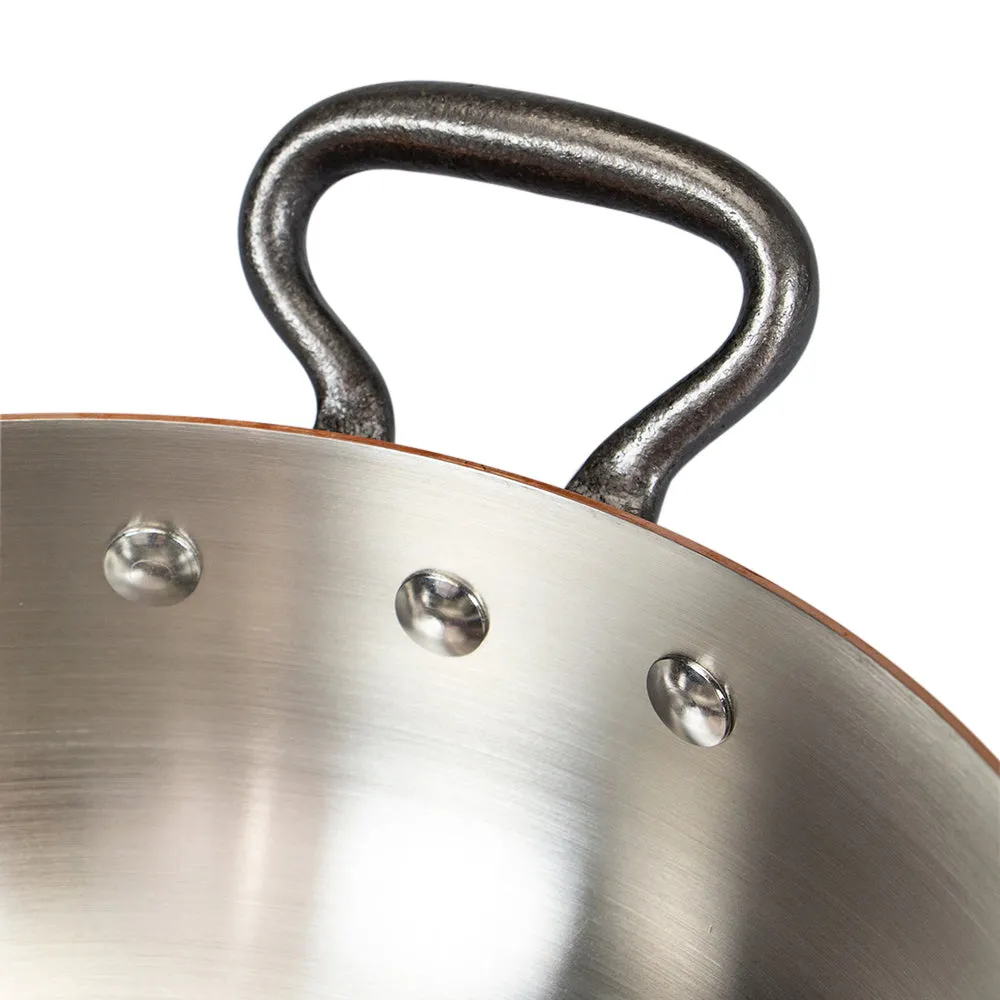 De Buyer Prima Matera Copper Saute Pan with Lid & Cast Iron Handles 28cm