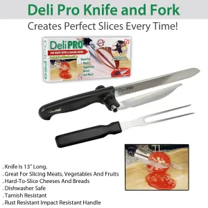 Deli Pro Knife and Fork Set with Slicing Guide: Perfect Cuts Every Time