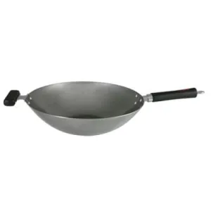 Dexam Supreme Wok with Phenolic Helper Handle 34 cm Carbon Steel