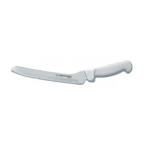 Dexter Russell P94807 Basics 8" Scalloped Offset Sandwich Knife White Handle - 31606