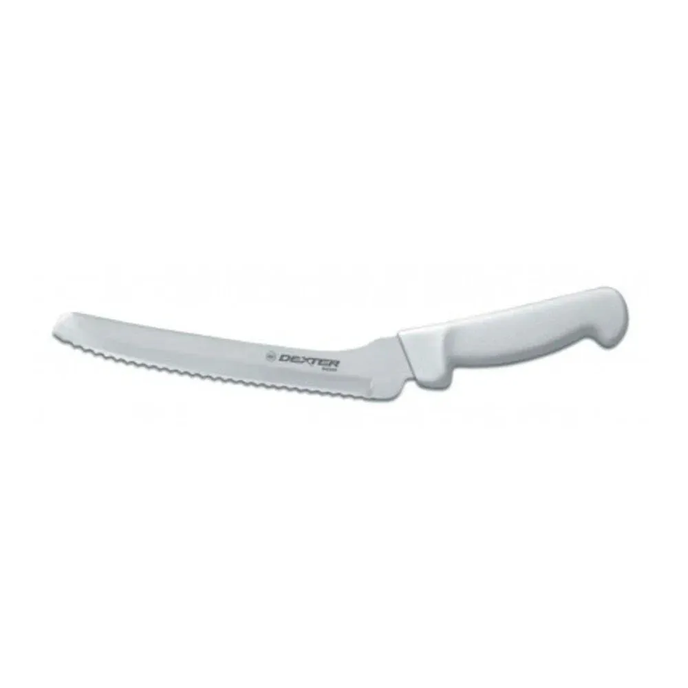 Dexter Russell P94807 Basics 8" Scalloped Offset Sandwich Knife White Handle - 31606