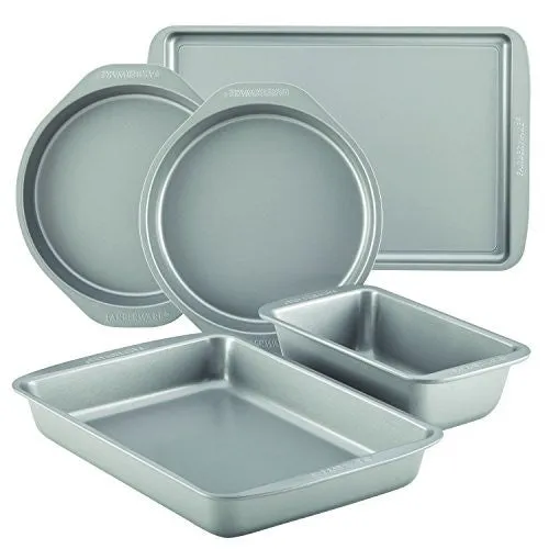 Farberware Nonstick Bakeware 5-Piece Baking Pan Set, Gray