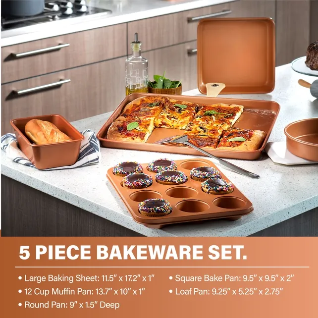 Gotham Steel Hammered Copper 20-Piece Cookware, Bakeware Set