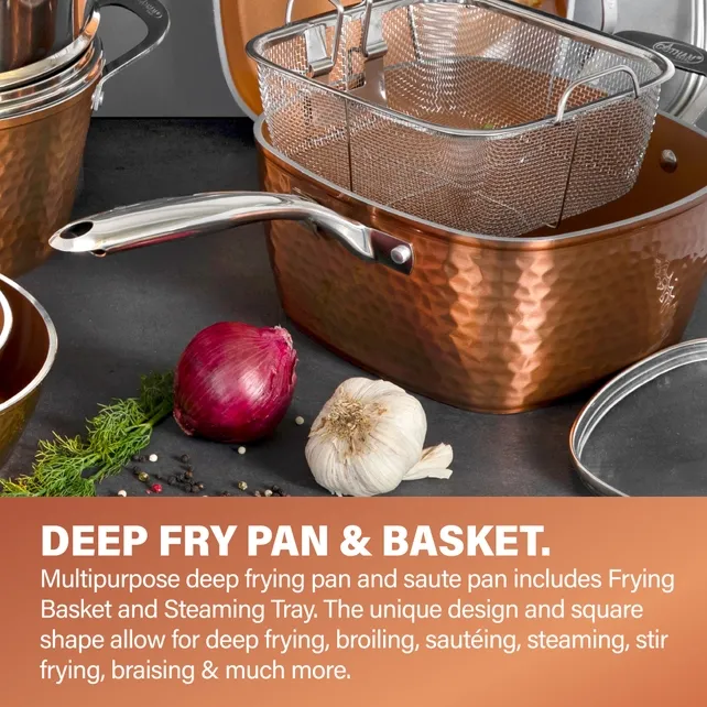 Gotham Steel Hammered Copper 20-Piece Cookware, Bakeware Set