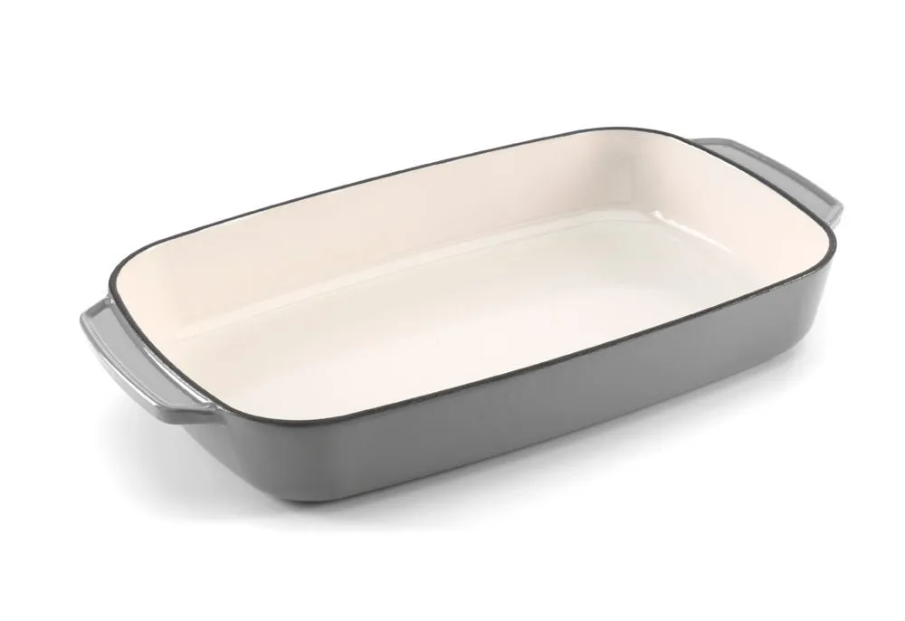 Grey & White Cast Iron Enamel Baking Dish