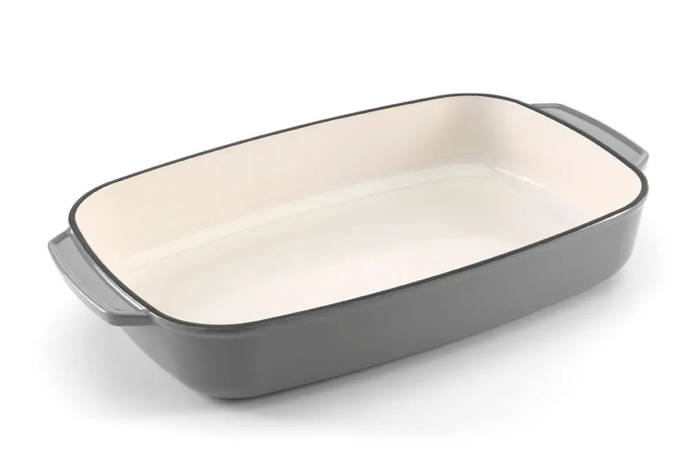 Grey & White Cast Iron Enamel Baking Dish