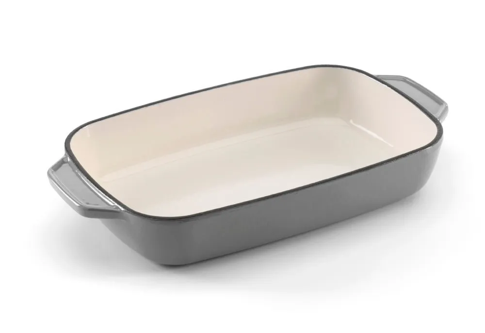 Grey & White Cast Iron Enamel Baking Dish