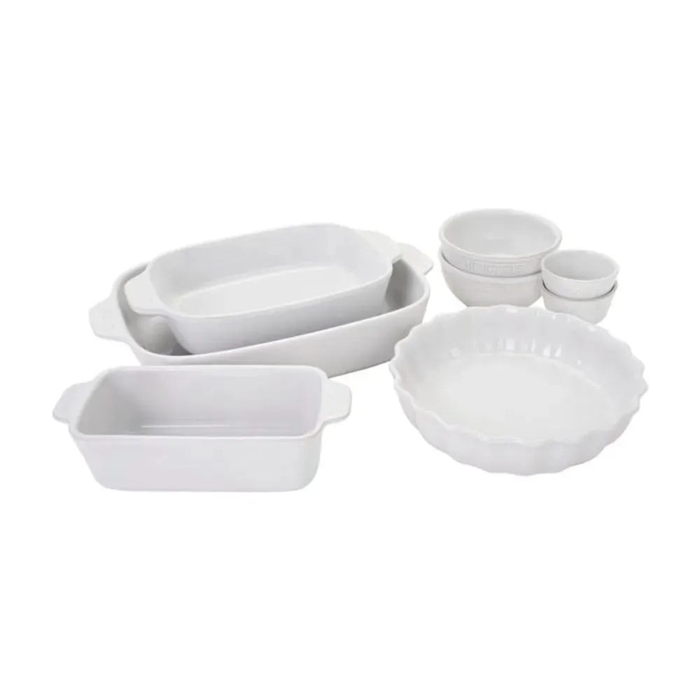 Henckels 1021841 Ceramics 8-Piece Mixed Bakeware & Serving Set, White