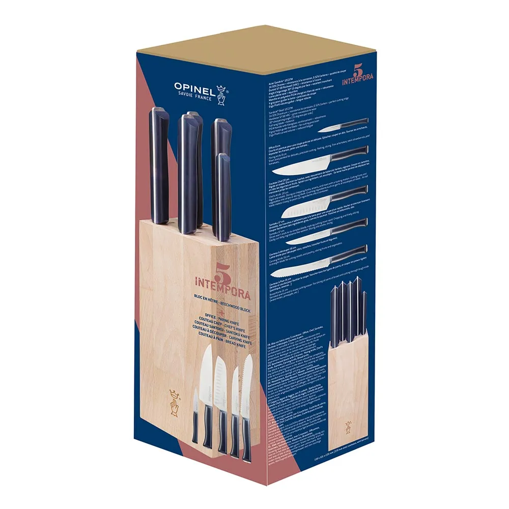 Intempora 5 Piece Chef Knife Set with Block