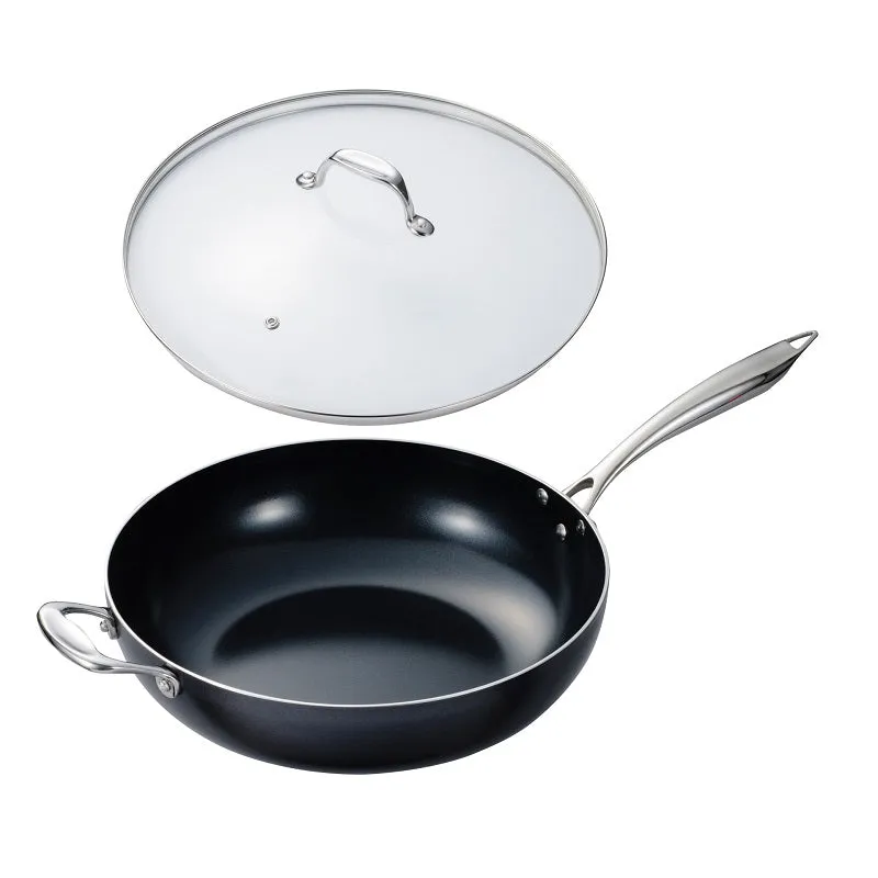 Kyocera 12.5" NonStick Ceramic Wok with Tempered Glass Lid