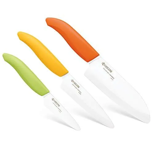 Kyocera 3Piece Advanced ceramic Revolution Series Knife Set, Citrus