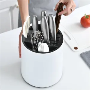 Large Capacity 3-In-1 Kitchen Rotating Utensil Holder - Jennyhome