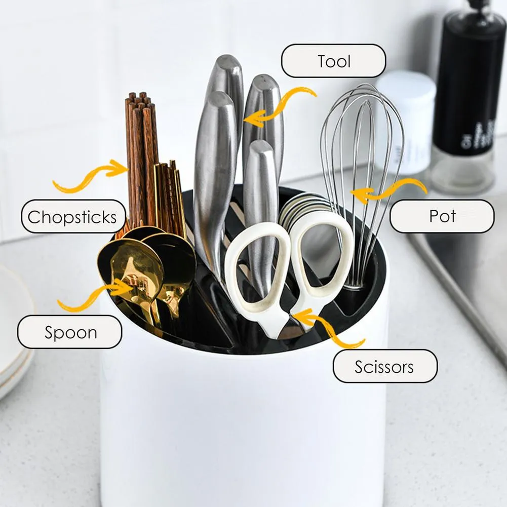 Large Capacity 3-In-1 Kitchen Rotating Utensil Holder - Jennyhome