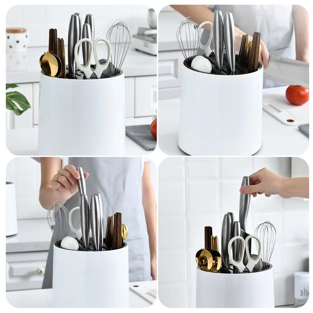 Large Capacity 3-In-1 Kitchen Rotating Utensil Holder - Jennyhome