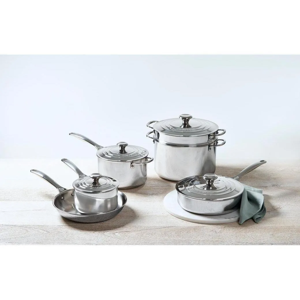 Le Creuset 4 Qt. Stainless Steel Saucepan with Lid and Helper Handle