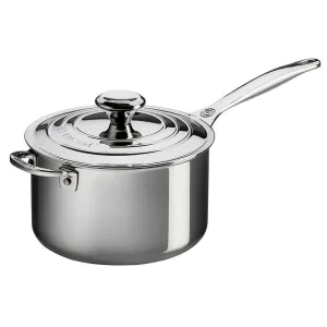 Le Creuset 4 Qt. Stainless Steel Saucepan with Lid and Helper Handle