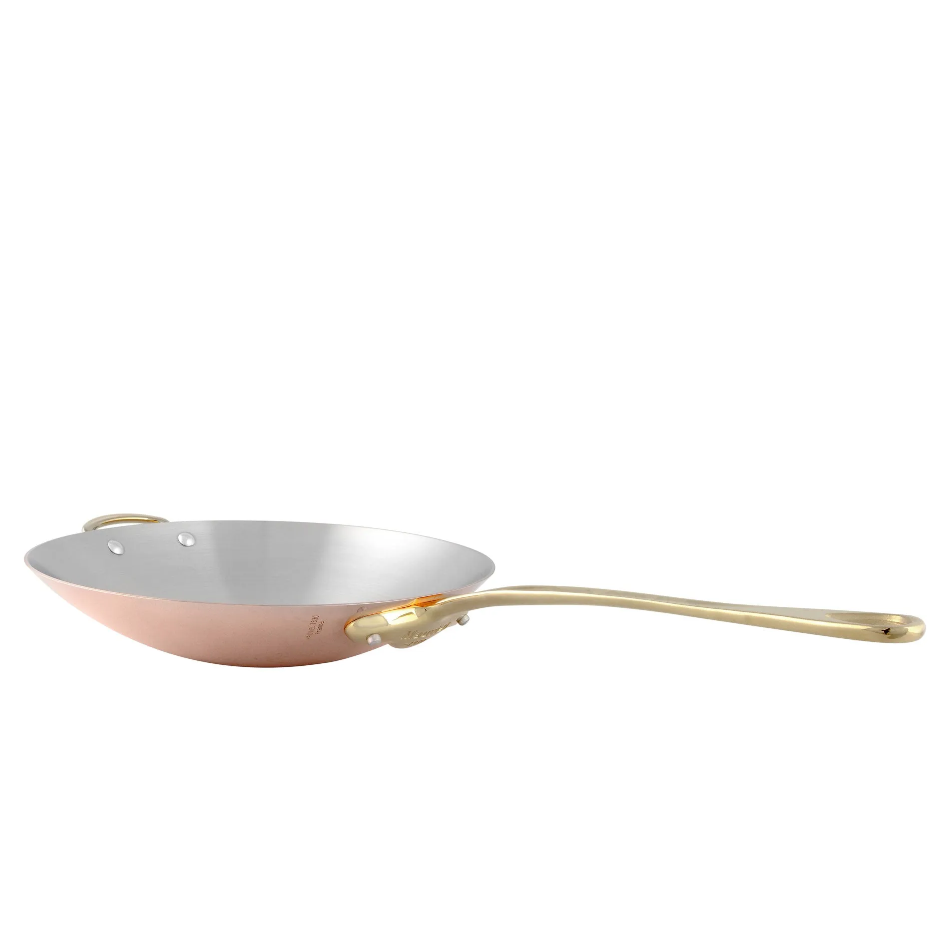 Mauviel M'heritage M150B Copper Wok with Brass Handle, 11.8-in