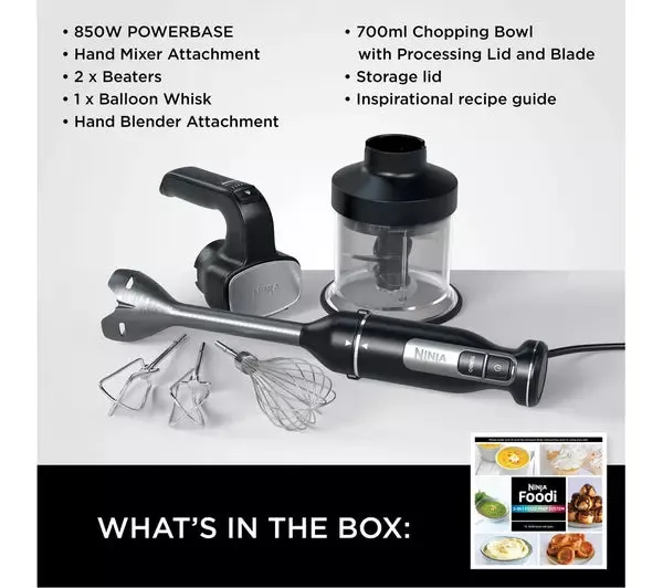 Ninja CI100UK Foodi 3-in-1 Hand Blender Mixer and Chopper Black