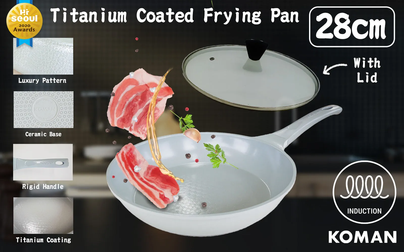 Nonstick Induction Ceramic Frypan Set, 28cm - KOMAN