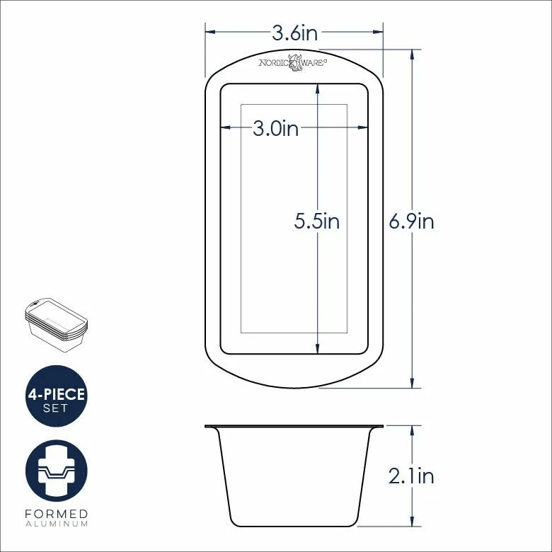 Nordic Ware Naturals Set of 4 Mini Loaf Pans