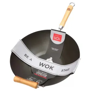 School of Wok Pre-Seasoned Wok 16 inch Flat Base