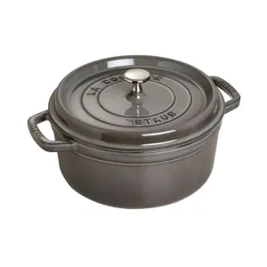 Staub 1003923 Cast Iron 5.5-qt Round Cocotte with Lid, Graphite Grey