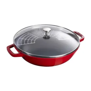 Staub 1004708 Cast Iron 4.5-qt Perfect Pan/Wok, Cherry