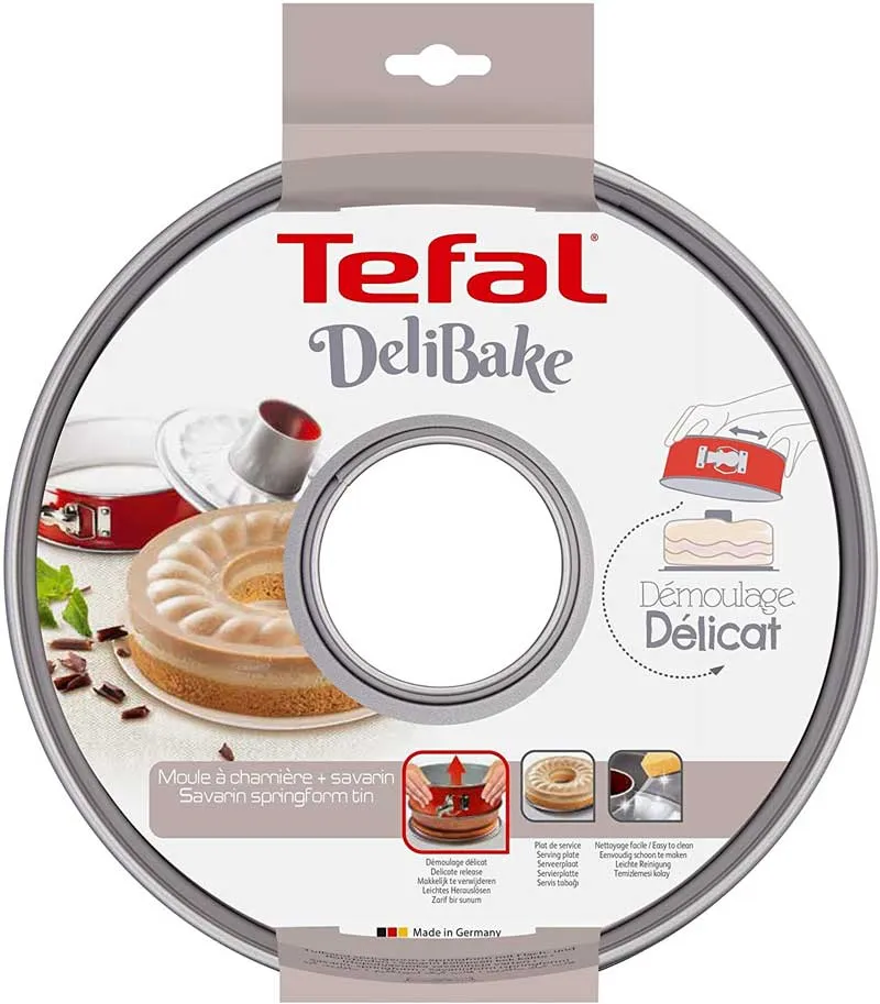 Tefal, Delibake Savarin Springform Cake Tin 27 cm Steel Carbon, Red