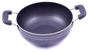 Tosaa Aluminium Non-Stick Kadhai, 18cm, Black