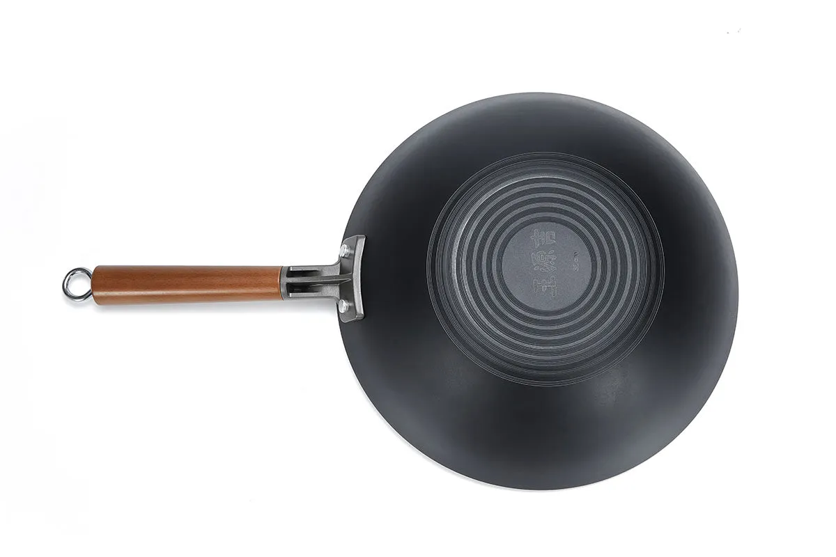 WANGYUANJI Lightweight Carbon Steel Wok Pan 12" with Lid